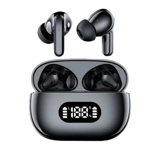 Brezžične Bluetooth slušalke z LED polnilnim etuijem in mikrofonom – črne 06355-CZ