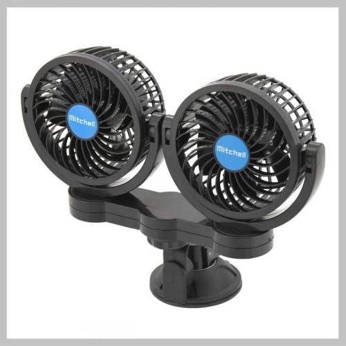 MITCHELL DUO 2x108 mm avtomobilski ventilator 12V z vakuumsko prisesko – 07222