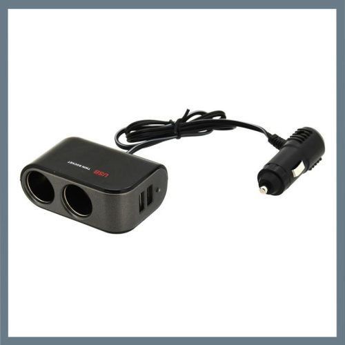 Avtomobilski vžigalnik – 12/24 V, z 2 vtičnicami in 2 USB-priključki 07422