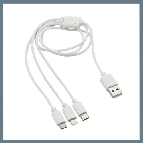 3 v 1 USB polnilni kabel – z micro USB / USB-C / Lightning priključki 07705