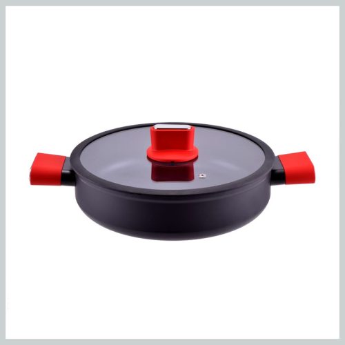 Perfect Home Aluminijasta rešetka s stekleno pokrovko, ki se ne prijema, Straight Line, 28 cm, indukcija 10472