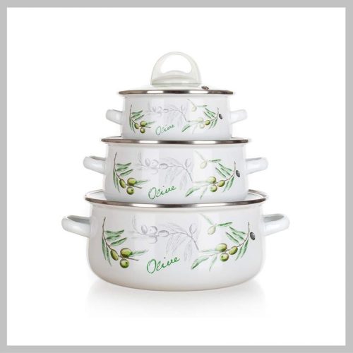 Banquet Set emajlirane posode z vzorcem oljk, 6 kosov 13700991