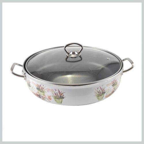 Perfect Home Emajlirana ponev Lavender 26 cm + stekleni pokrov 14225