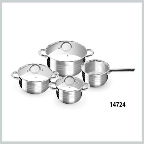 Perfect Home Deluxe 7-delni set posode iz nerjavečega jekla s steklenim pokrovom 14724