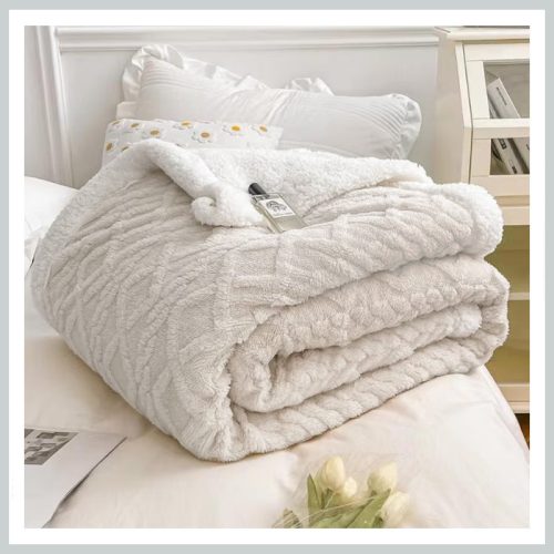 Sherpa kakovosten debel plišasti beli 150x200 SSK1