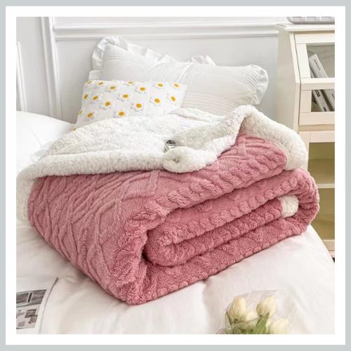 Sherpa kakovosten debel plišasti roza 150x200 SSK3