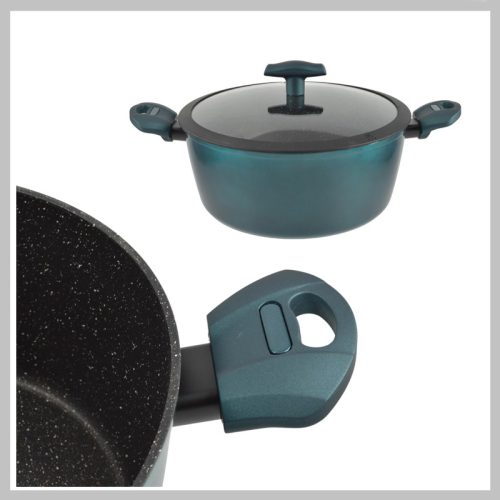 Perfect Home Sea Line aluminijasta ponev s steklenim pokrovom 24 cm, 4 l, indukcija 15250