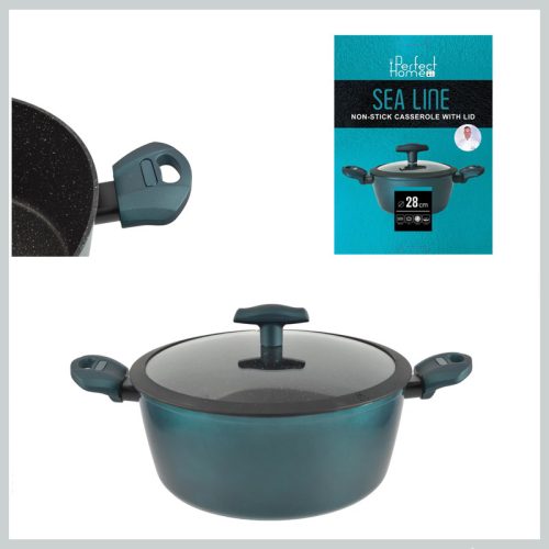 Perfect Home Sea Line aluminijasta ponev s steklenim pokrovom 28cm, 6,1L, indukcija 15352