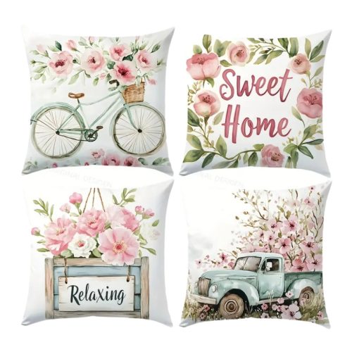 4 kos roza blazinic s cvetnim vzorcem 45x45cm 601099964683306