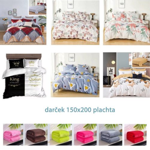7-delni komplet posteljnine naključno + darilo 150x200 z odejo