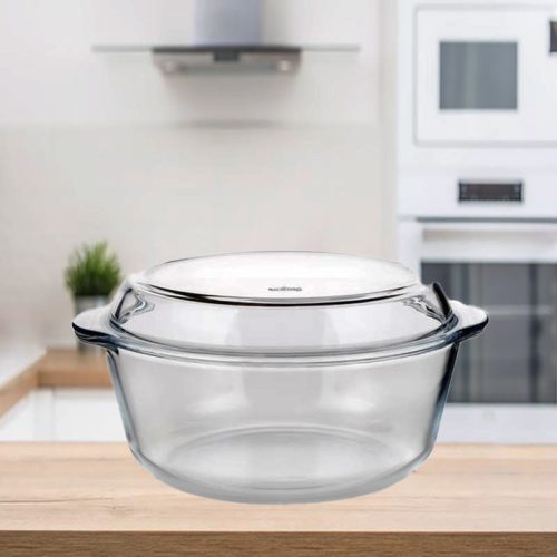 Stekleni pekač BORCAM 3,15l s pokrovom, okrogel 3359013