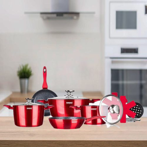 Komplet aluminijastih loncev METALLIC RED, 12 kosov 40051888