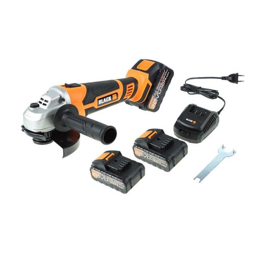 Črni akumulatorski kotni brusilnik 20V - 125 mm z 2 baterijama - 42557