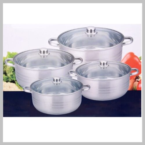 Bjorghome Line 8-delni set posod za kuhanje s toplotno odpornimi steklenimi pokrovi – model BL-1463