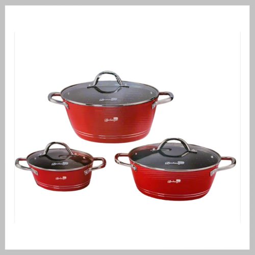 Bachmayer 3-delni set za pečenje s premazom iz marmorja, rdeč BM-7300
