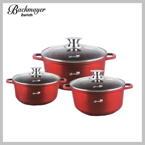Bachmayer 3-delni set za pečenje s premazom iz marmorja, rdeč BM-7301