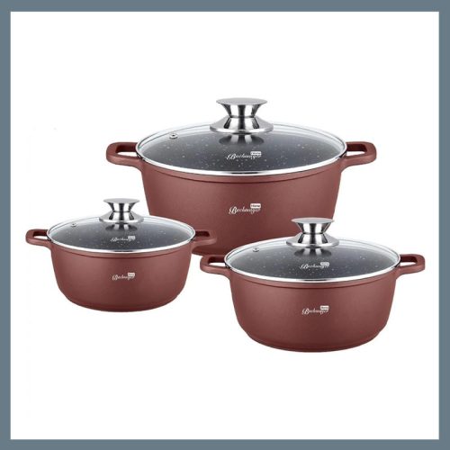 Bachmayer 3-delni set za pečenje s premazom iz marmorja, bordo BM-7863