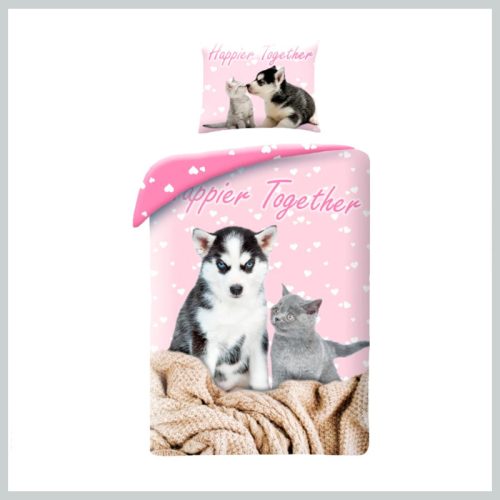 Kitten, Dog Happier Together Bedspread 140×200 HAX600878