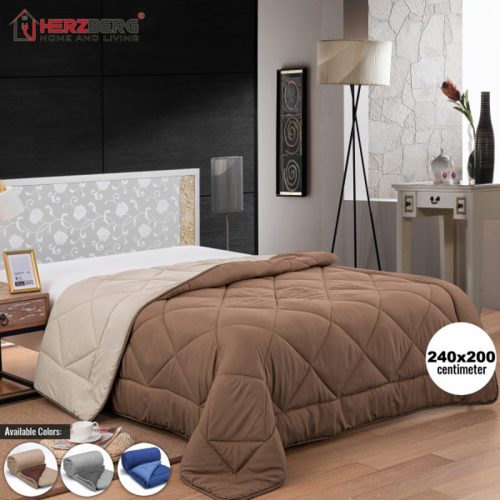 Herzberg dvobarvna odeja iz mikrovlaken rjave barve - 240x200cm HG-2420BCO-BRN