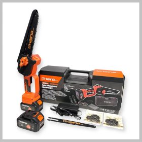   Haina Samodejno mazanje Mini verižna žaga 8" z 2 kosoma baterije in 2 kosoma verige 62V HM-6822