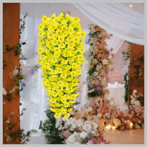 4 kos UV-odpornih umetnih cvetov – 77 cm – živahno rumena HT3286715