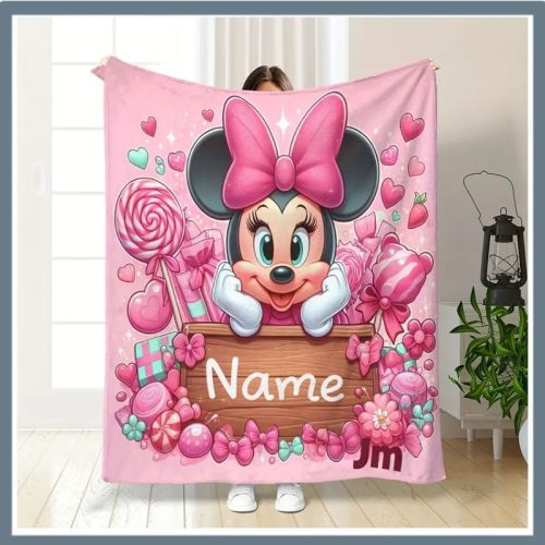 Odejica z vzorcem Minnie Mouse - prilagodljiva z imenom 130 × 150 cm JL1307671