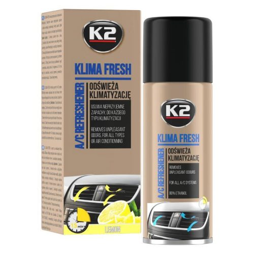 K2 Klima Fresh – Čistilni in osveževalni sprej za klimatsko napravo, vonj limone, 150 ml K222