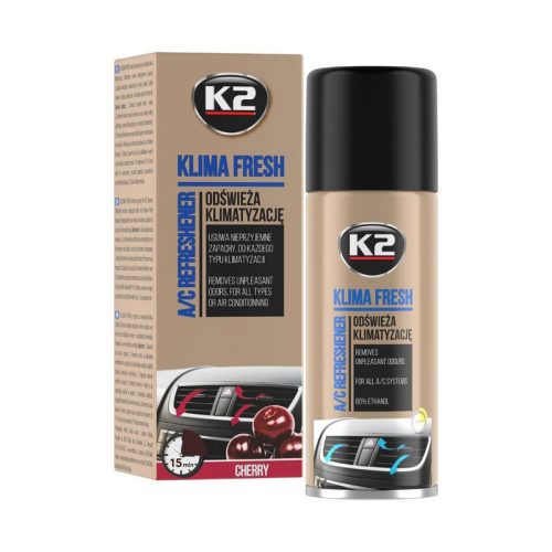 K2 Klima Fresh – Čistilni in osveževalni sprej za klimatsko napravo z vonjem češnje, 150 ml K222CH