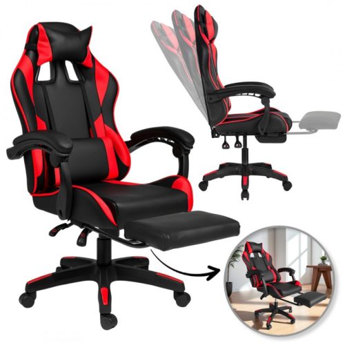 STRIKER ONE gamerski stol z naslonom za noge rdeč - KO31CZE