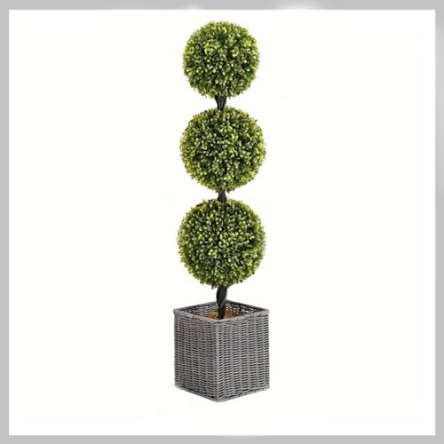 Umetno buksusovo drevo v pletenem loncu – 90 cm LN40385