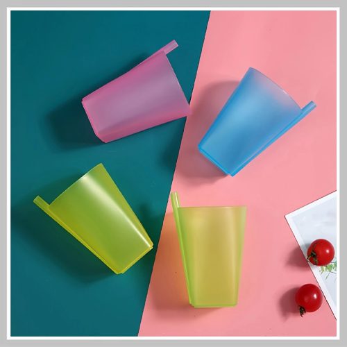 Komplet integriranih kozarcev s slamico – 4 kosov, 360 ml, barvni PJ120788