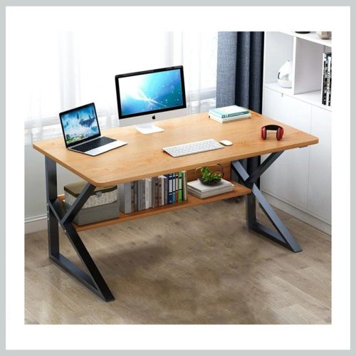 Računalniška miza s polico, naravno leseno 80 x 40 cm STL04BR