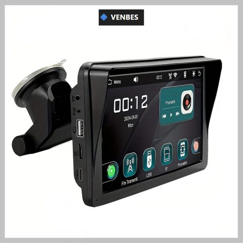 VENBES 7" CarPlay & Android Auto avtomobilski multimedijski predvajalnik – zaslon na dotik, MirrorLink, brezžična povezava – 12–24 V
