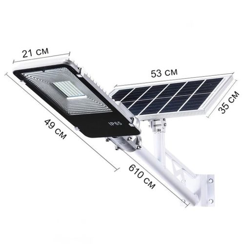 Solarna ulična svetilka – 100 W, 206 LED, z daljinskim upravljalnikom, 2 stopnji svetilnosti, IP65 vodoodpornost YS100W