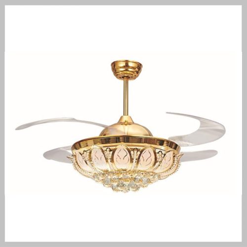 Luksuzna stropna svetilka Crystal Light s funkcijo ventilatorja, daljinski upravljalnik